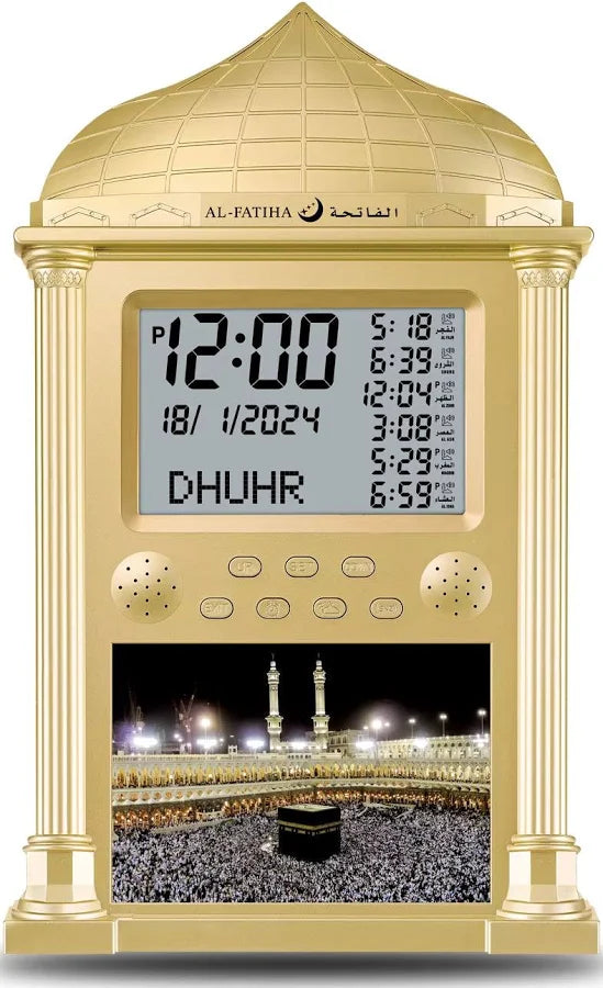 Muslim Azan Clock – Islamic Adhan Prayer Alarm with Hijri Date, LED Display, Wall & Table Clock for Mosque, Home & Office 1pc
