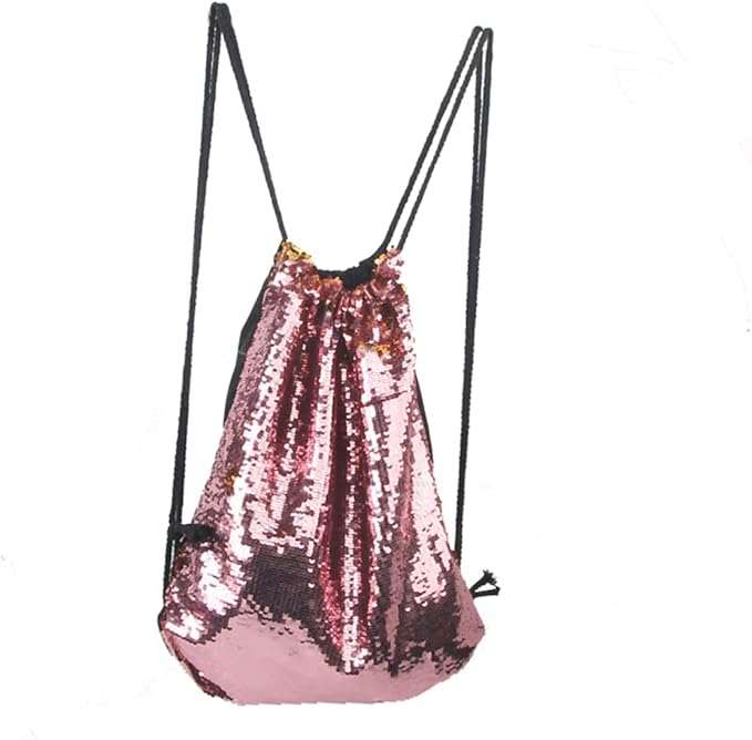 Sequin Drawstring Bag Reversible Sequin Backpack Glittering Shoulder Bag Colorful Secondary image