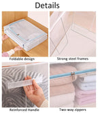 66L Large Capacity Clothes Storage Bag - Foldable Transparent Organizer, Carry Handles, and Sturdy Zipper for Bedding, Blankets, and Clothes - Stackable Under-Bed Storage