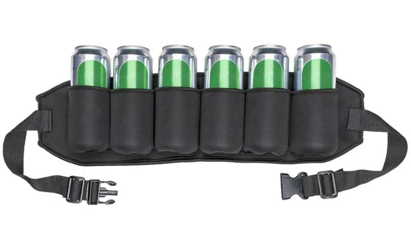 6-Pack Thickening Beer Belt Bottle Can Holder Oxford Cloth Drink Belt with Adjustable Waist Strap Big Zipper Pocket for Parties, Camping, Barbeque, Fishing and Gift-Giving