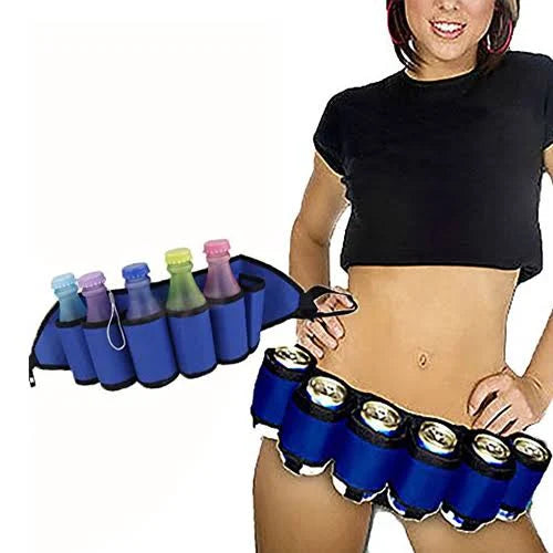 ZYOZ Beer Belt Bottle 6-Pack Thickening  Can Holder Oxford Cloth Drink Belt with Adjustable Waist Strap Big Zipper Pocket for Parties, Camping, Barbeque, Fishing and Gift-Giving Secondary image