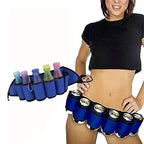 6-Pack Thickening Beer Belt Bottle Can Holder Oxford Cloth Drink Belt with Adjustable Waist Strap Big Zipper Pocket for Parties, Camping, Barbeque, Fishing and Gift-Giving