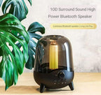 Transparent Cover bluetooth Speaker Candle Light Speaker LED Night Light Creative Home Atmosphere Light Wireless Desktop Speaker(BLACK)