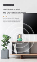 Transparent Cover bluetooth Speaker Candle Light Speaker LED Night Light Creative Home Atmosphere Light Wireless Desktop Speaker(BLACK)