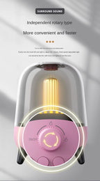 Transparent Cover bluetooth Speaker Candle Light Speaker LED Night Light Creative Home Atmosphere Light Wireless Desktop Speaker(BLACK)