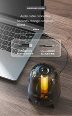Transparent Cover bluetooth Speaker Candle Light Speaker LED Night Light Creative Home Atmosphere Light Wireless Desktop Speaker(BLACK)