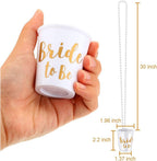 Team Bride and Bride Shot Glass, 7 Pieces Beads Bridal Snap Pink Bridal Team Shot Glasses + 1 Piece Beads Bridal Shot Glass Plastic Necklace Chain Wine Cup for Wedding Bachelorette Party Hen