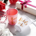 Team Bride and Bride Shot Glass, 7 Pieces Beads Bridal Snap Pink Bridal Team Shot Glasses + 1 Piece Beads Bridal Shot Glass Plastic Necklace Chain Wine Cup for Wedding Bachelorette Party Hen