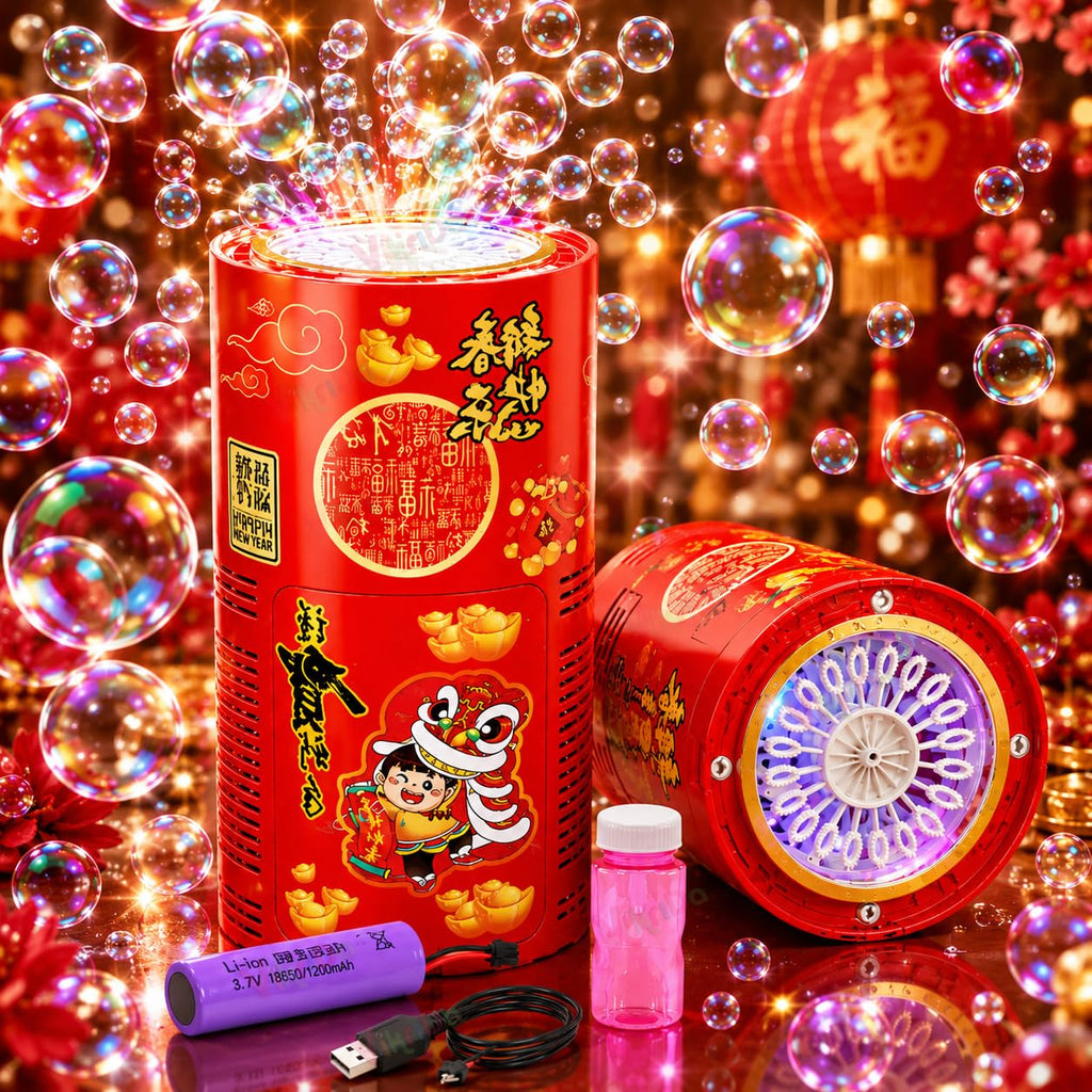 Bubble Maker Machine with Light & Music - 1 Bubble Solution Bottle - for Indoor Outdoor Birthday Party