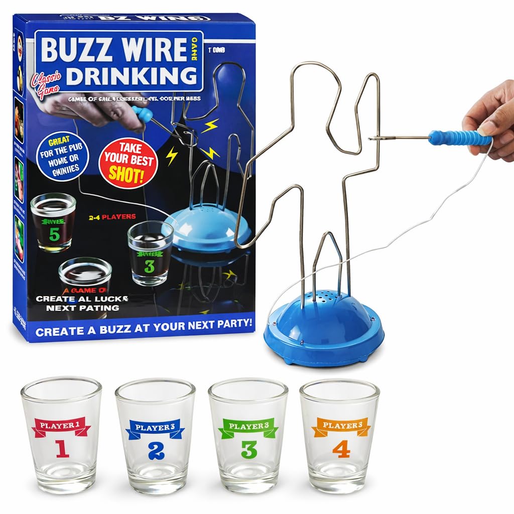 Buzz Wire Drinking Challenge with Shot Glasses | Fun Skill-Based Tabletop Activity for All Occasions, Bachelor & Hen Events