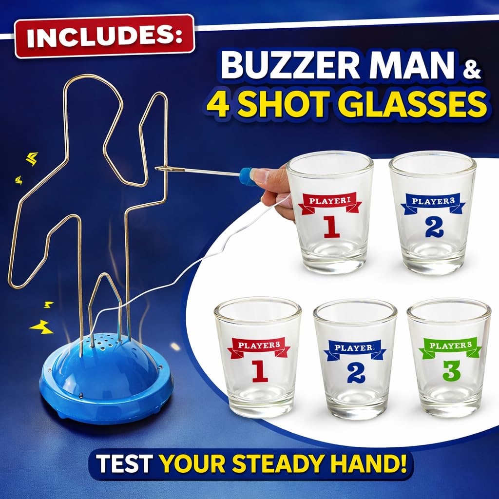 Buzz Wire Drinking Challenge with Shot Glasses | Fun Skill-Based Tabletop Activity for All Occasions, Bachelor & Hen Events
