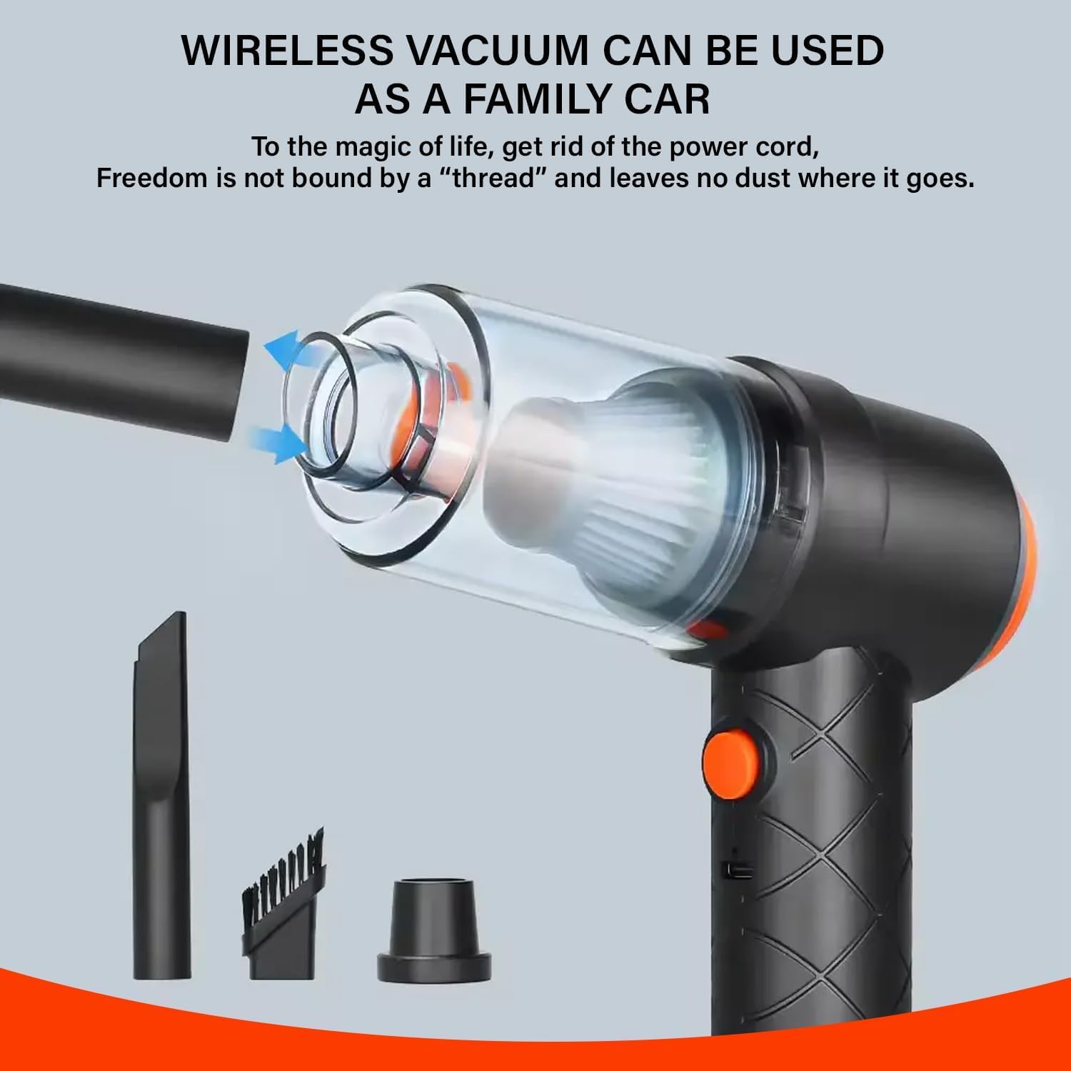 ZYOZ Car Vacuum Cleaner Cordless with Blower | Portable Mini Vacuum Cleaner for Car Use | Handheld Vacuum Cleaner for Dust | Wireless Powerful Car Vacuum Cleaner Secondary image