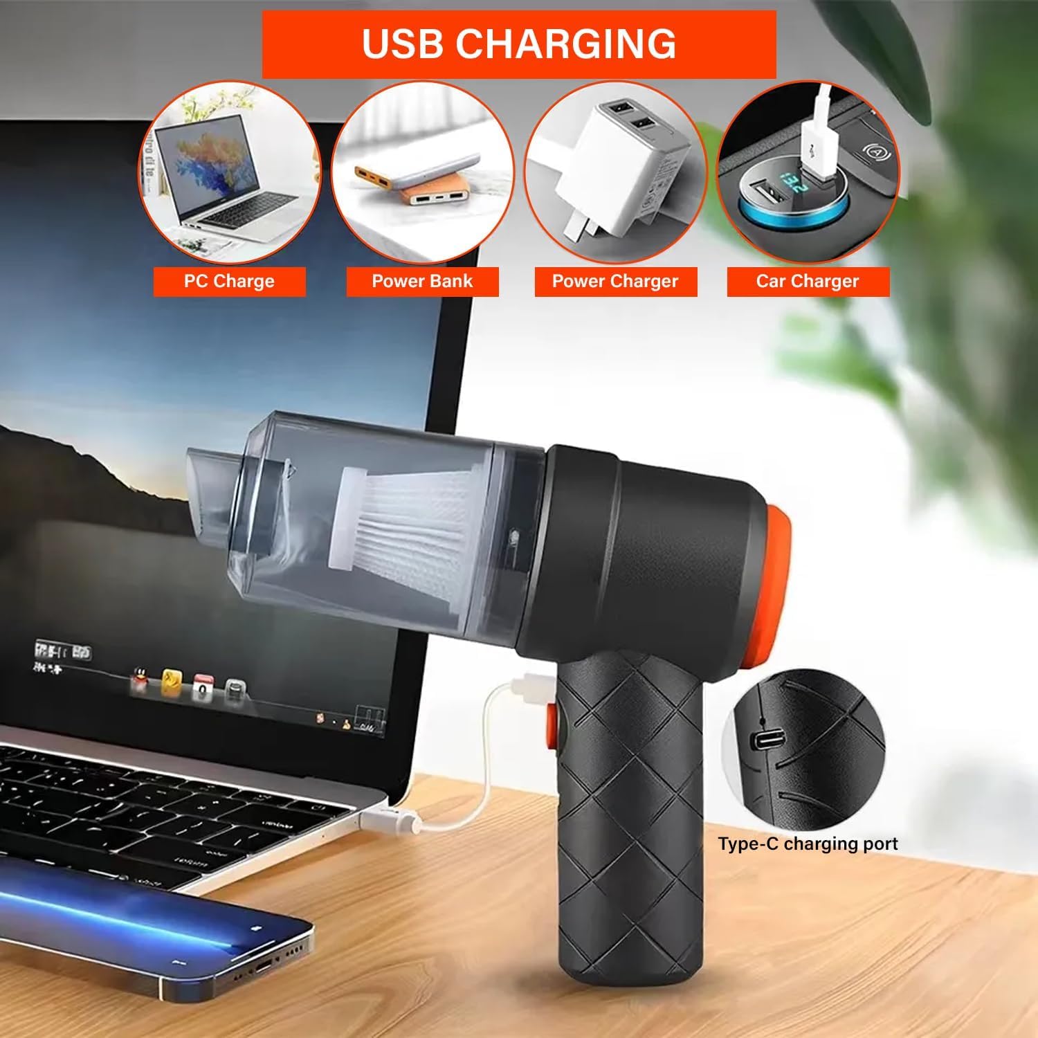 ZYOZ Car Vacuum Cleaner Cordless with Blower | Portable Mini Vacuum Cleaner for Car Use | Handheld Vacuum Cleaner for Dust | Wireless Powerful Car Vacuum Cleaner