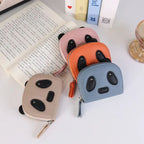 Leather Panda Card Holder Wallet with Gold Zipper, For Office
