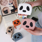 Leather Panda Card Holder Wallet with Gold Zipper, For Office