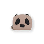 Leather Panda Card Holder Wallet with Gold Zipper, For Office