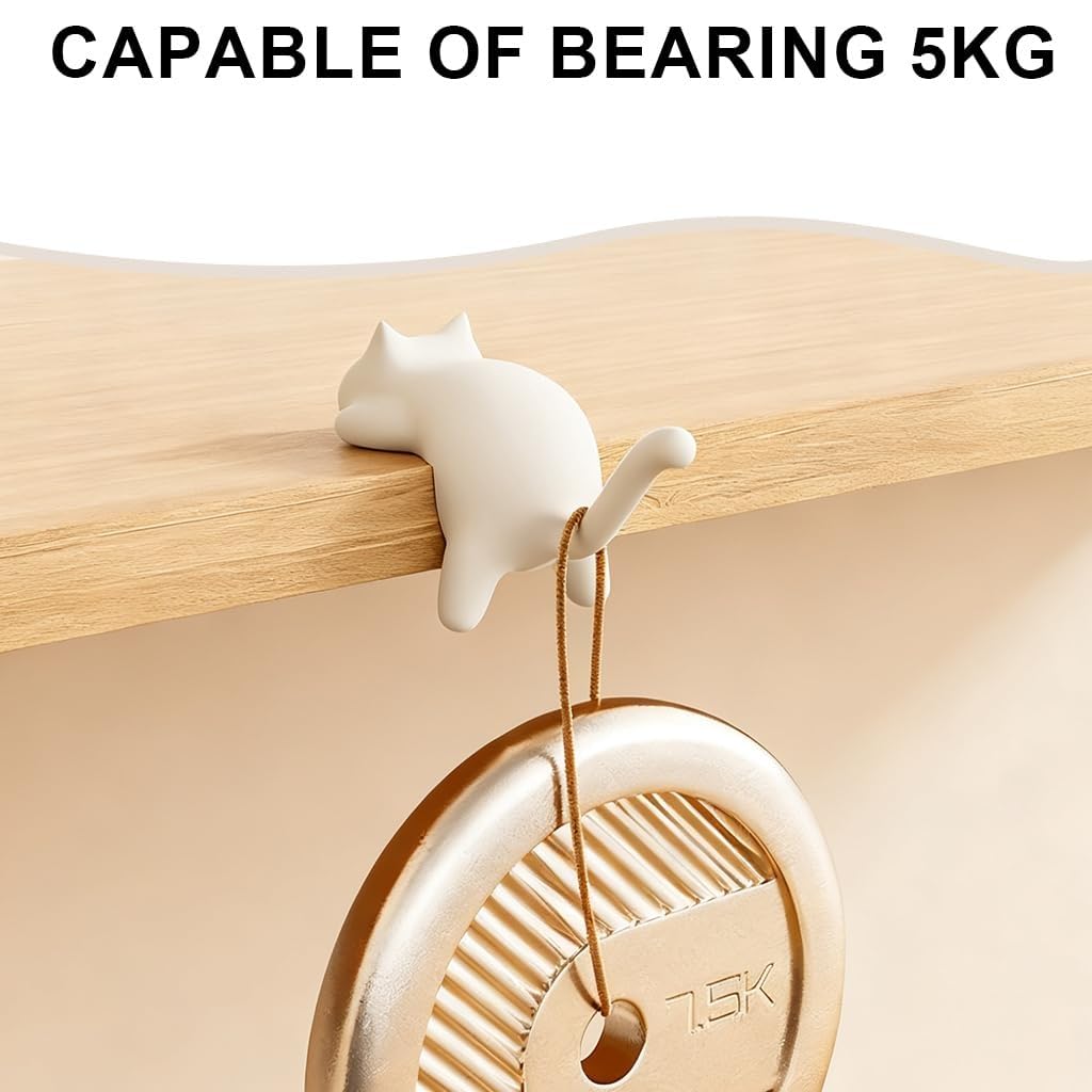 set of 4 Cute Cat Desk Edge Hooks No-Drill Tabletop Clip Hanger and Bag Hook Adorable Desktop Organizer for Handbags Headphones and Keys Portable Office and Home Accessory