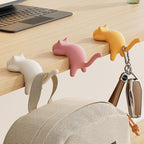 set of 4 Cute Cat Desk Edge Hooks No-Drill Tabletop Clip Hanger and Bag Hook Adorable Desktop Organizer for Handbags Headphones and Keys Portable Office and Home Accessory