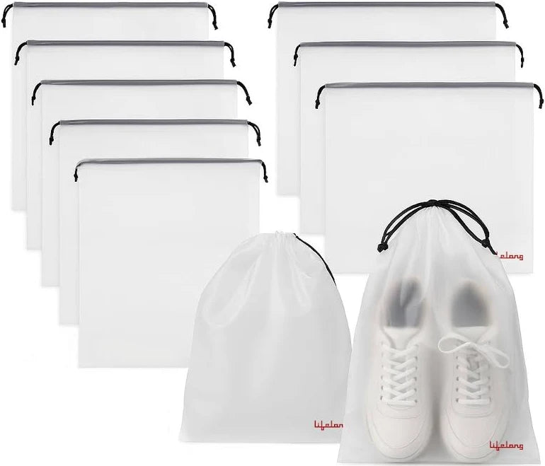 ZYOZ Shoe Bags for Travel, Drawstring Travel Shoe Bags for Packing, Dustproof Portable Travel Shoe Storage Bag for Men and Women, Clear, Large, 6 Pack Secondary image