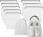 Shoe Bags for Travel, Drawstring Travel Shoe Bags for Packing, Dustproof Portable Travel Shoe Storage Bag for Men and Women, Clear, Large, 10 Pack