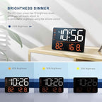 Digital Wall Clock Large Display with Remote Control Corded LED Alarm with Date Week Temp Humidity Auto Countdown for Living Room Bedroom Classroom Office (Orange) (6665 Blue)
