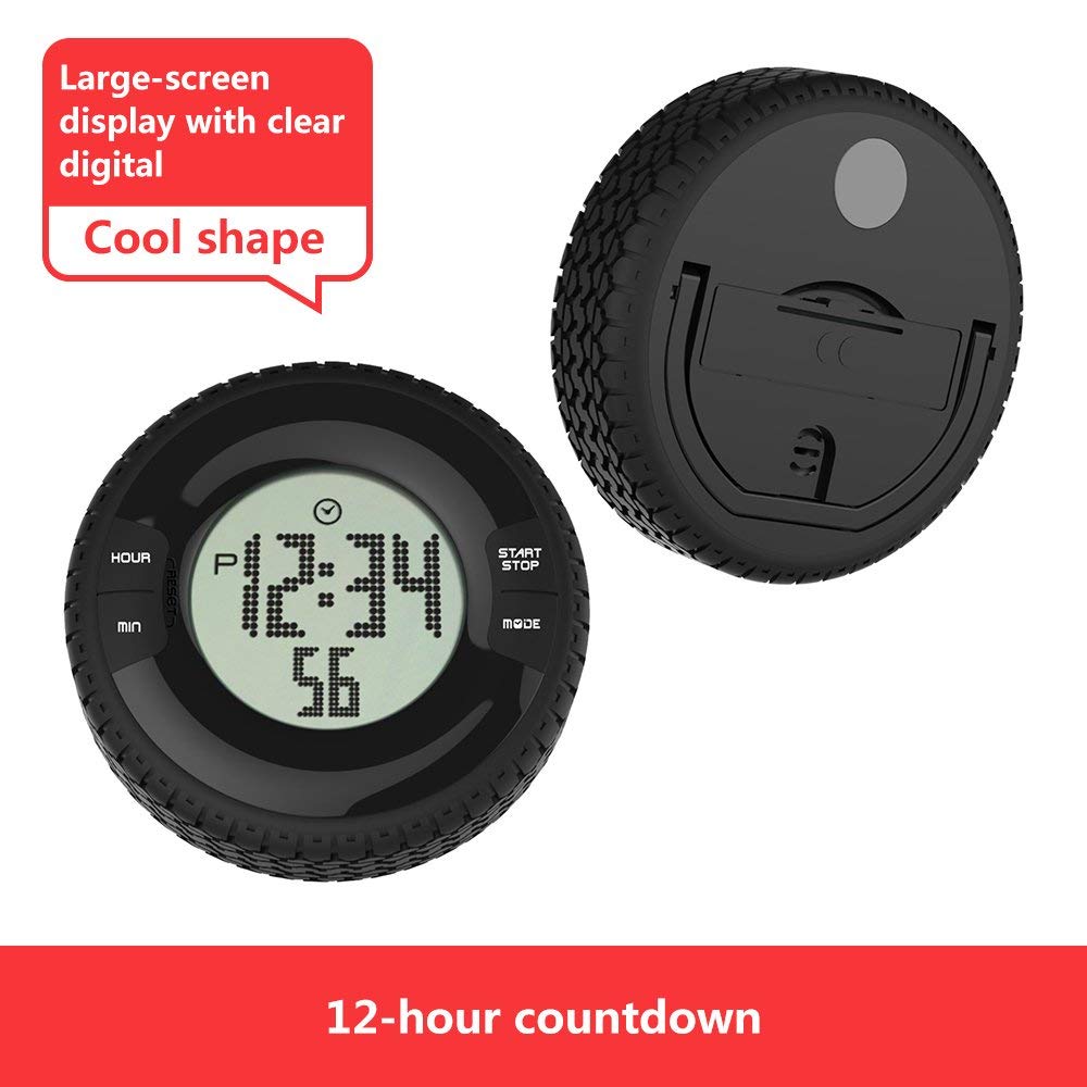 Waterproof Tire Shape Electronic Digital Alarm Clock Timer with Fridge Magnet random colour