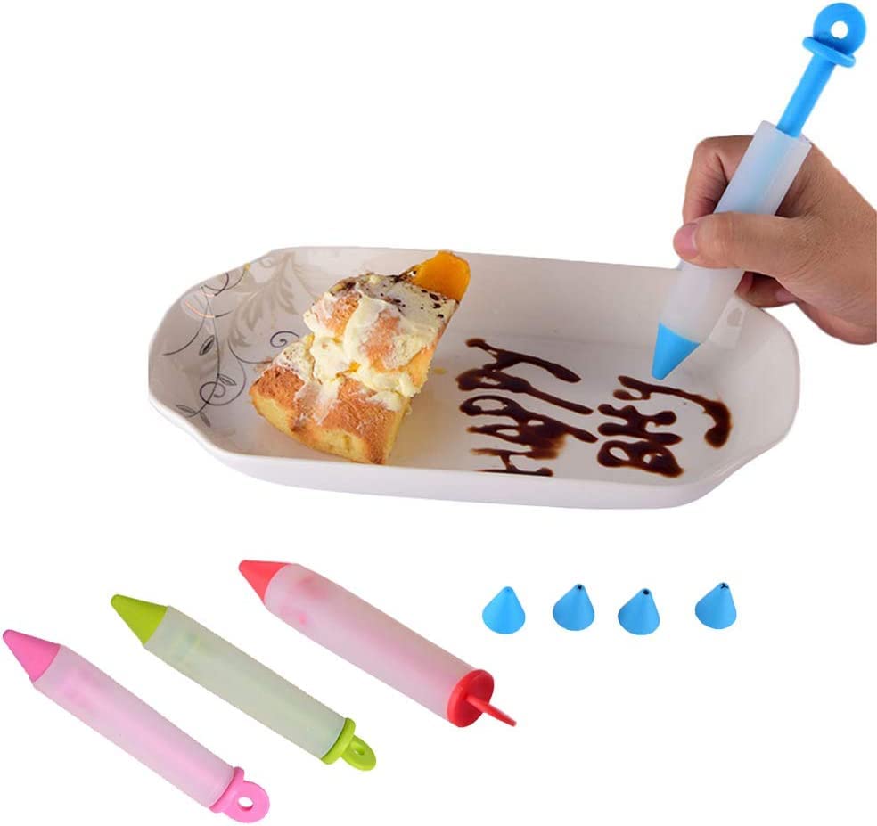 Silicone Cake Decorating Pen Colorful Food Writing Pens with 4 Piping Nozzles | Chocolate, Icing, Cream & Jam Decorating Tool for Cookies, Cakes, Pastries & More Secondary image