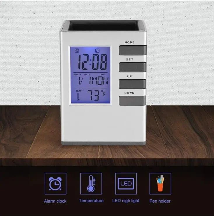ZYOZ Table Desk Pen Holder Digital Clock for Home and Office Decor, Digital Clock for Study Room Secondary image