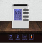 Table Desk Pen Holder Digital Clock for Home and Office Decor, Digital Clock for Study Room