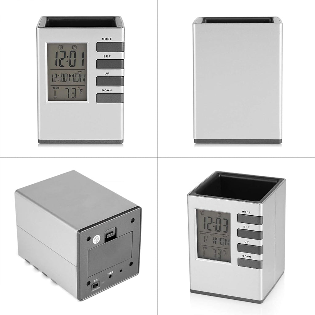 Table Desk Pen Holder Digital Clock for Home and Office Decor, Digital Clock for Study Room