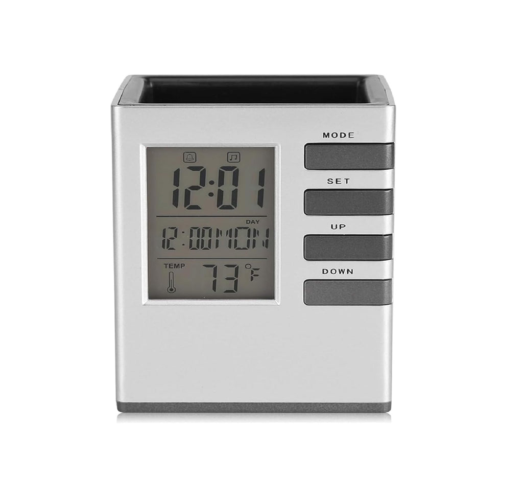 Table Desk Pen Holder Digital Clock for Home and Office Decor, Digital Clock for Study Room