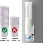 ZYOZ Self Adhesive Paper Cup Glass Dispenser Holder, Wall Mounted Plastic Drinking Water Cup Dispenser, Glass Dispenser Holder, Disposable Cup Holder Organizer