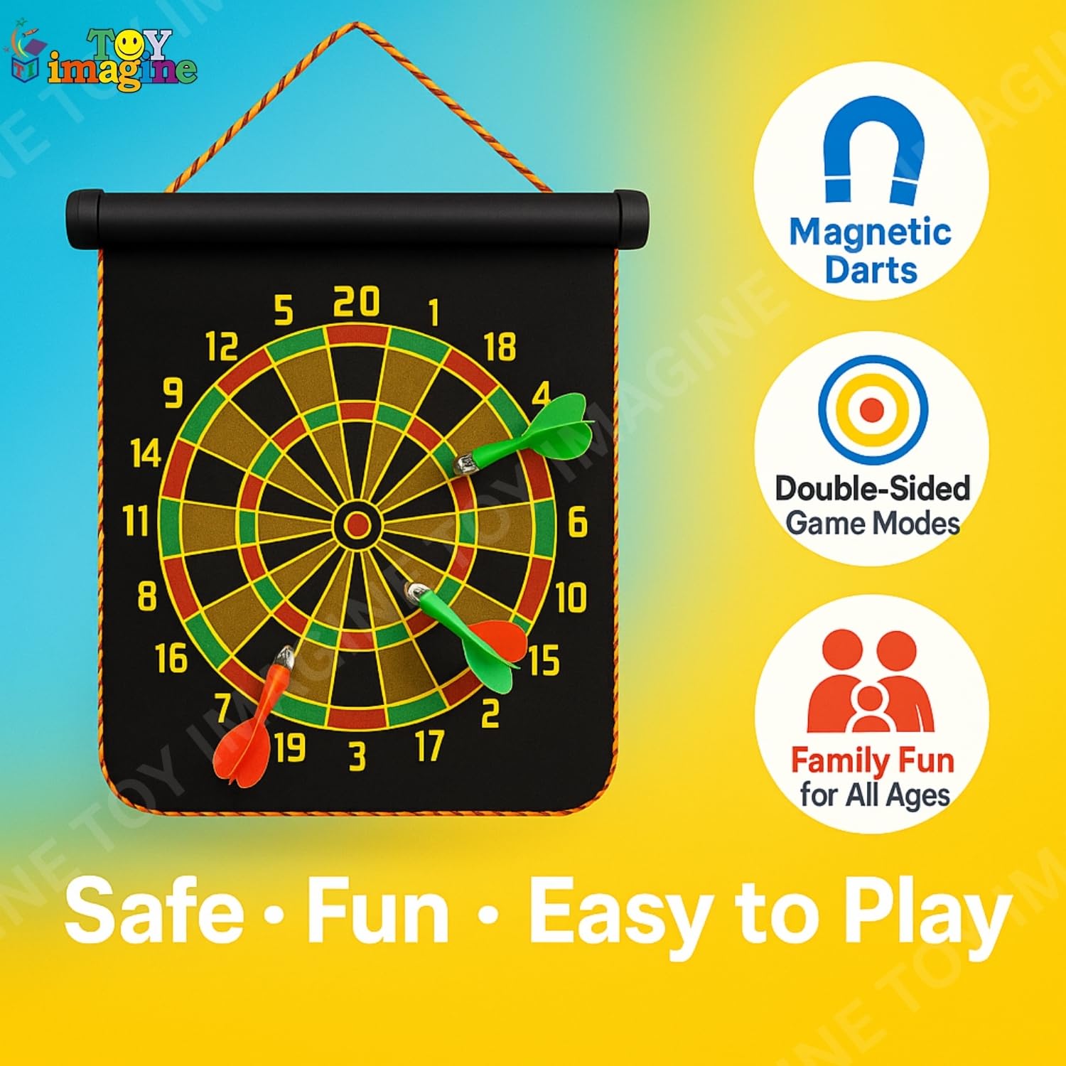 14 Inch Magnetic Dart Board Game – Double Sided Dartboard with Safe Magnetic Darts, Indoor Outdoor Family & Office Game for Boys & Girls, Fun Party Play, Diwali Gift