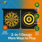 14 Inch Magnetic Dart Board Game – Double Sided Dartboard with Safe Magnetic Darts, Indoor Outdoor Family & Office Game for Boys & Girls, Fun Party Play, Diwali Gift