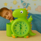 Dinosaur Shape Alarm Clock for Kids | Cute Analog Table Clock with Loud Alarm – Green