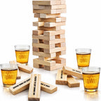 Drink Tower  Wood Drunken Tower The Grab A Piece Drinking Game with Shot Glasses