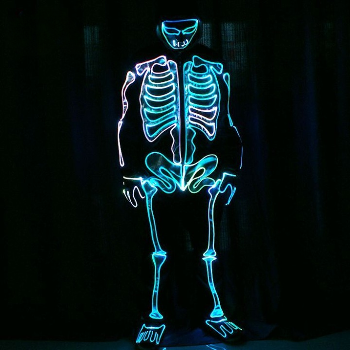 ZYOZ  EL Wire Light-Up Suit Kit Glowing Stick Figure Costume Wire For Parties, Halloween