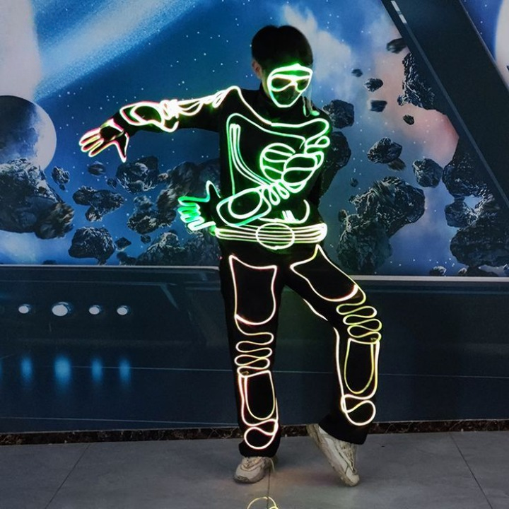 ZYOZ  EL Wire Light-Up Suit Kit Glowing Stick Figure Costume Wire For Parties, Halloween