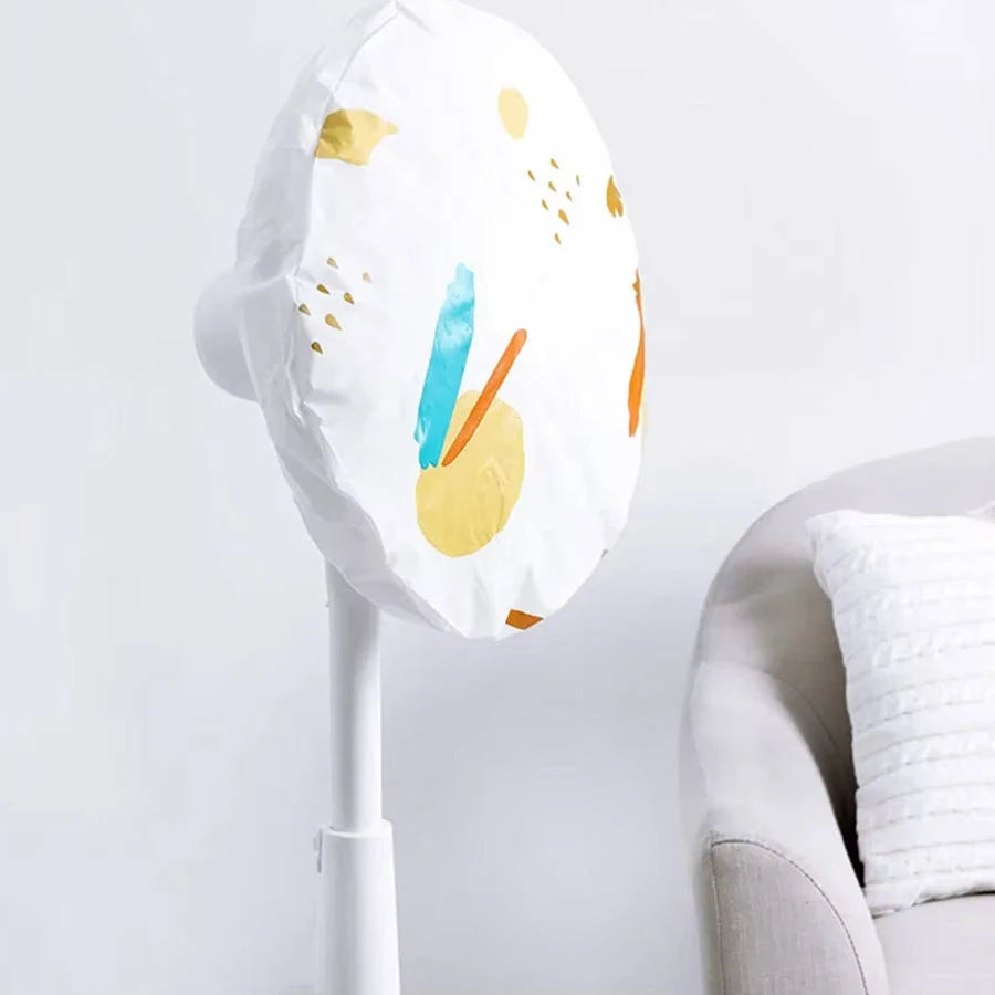 Mockery Standing Round Fan Dust Cover Safety Shield PEVA Fan Protector Washable Foldable Dustproof, Household Waterproof Dust Cover, Electric Fan Cover, Round Shape (45CM, Pattern May Vary)(random colour)