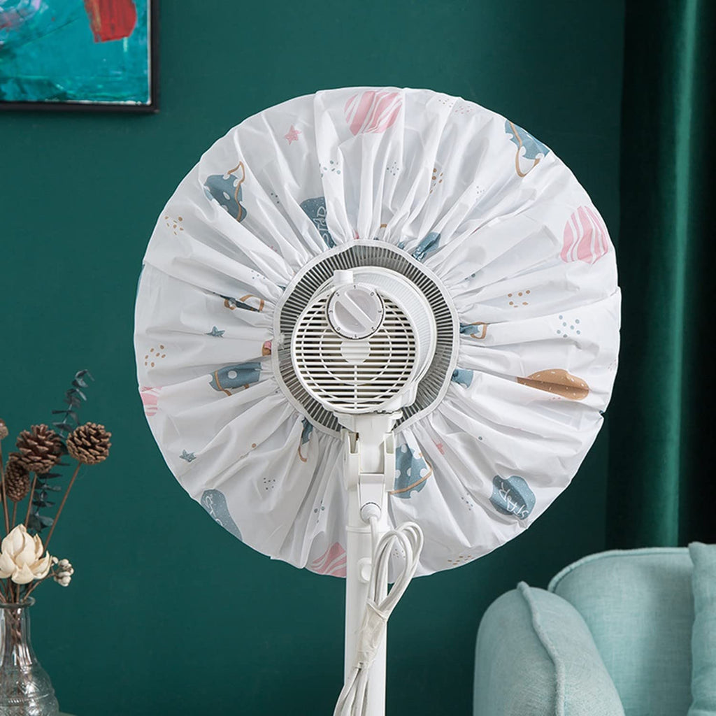 Standing Round Fan Dust Cover Safety Shield PEVA Fan Protector Washable Foldable Dustproof, Household Waterproof Dust Cover, Electric Fan Cover, Round Shape (45CM, Pattern May Vary)