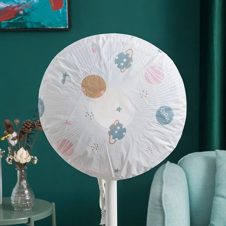 Mockery Standing Round Fan Dust Cover Safety Shield PEVA Fan Protector Washable Foldable Dustproof, Household Waterproof Dust Cover, Electric Fan Cover, Round Shape (45CM, Pattern May Vary)(random colour)