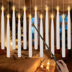 ZYOZ  Flameless Taper Floating Candles with Magic Wand Remote, Flickering Warm Light, Battery Operated