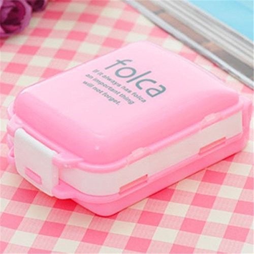 Plastic Rectangular Medicine Box Mini Vitamin Pill Tablet Case Organizer