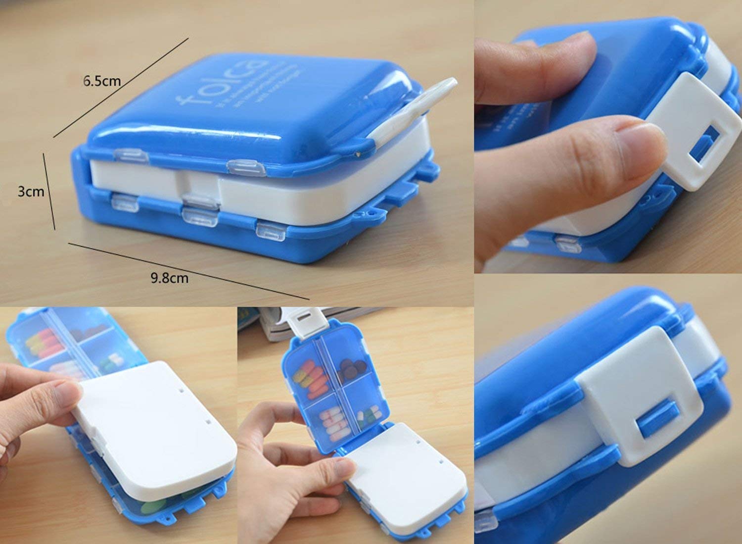 Plastic Rectangular Medicine Box Mini Vitamin Pill Tablet Case Organizer
