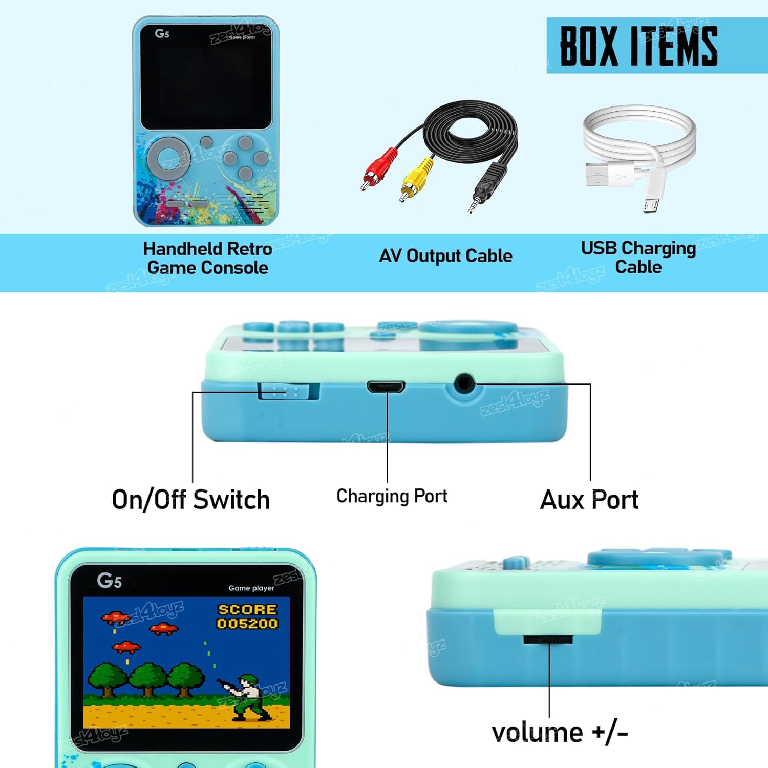 Handheld Gaming Console for Kids 500 Games in 1 Video Game for TV Rechargeable Battery AV Output Classic Video Games for Kids & Adults