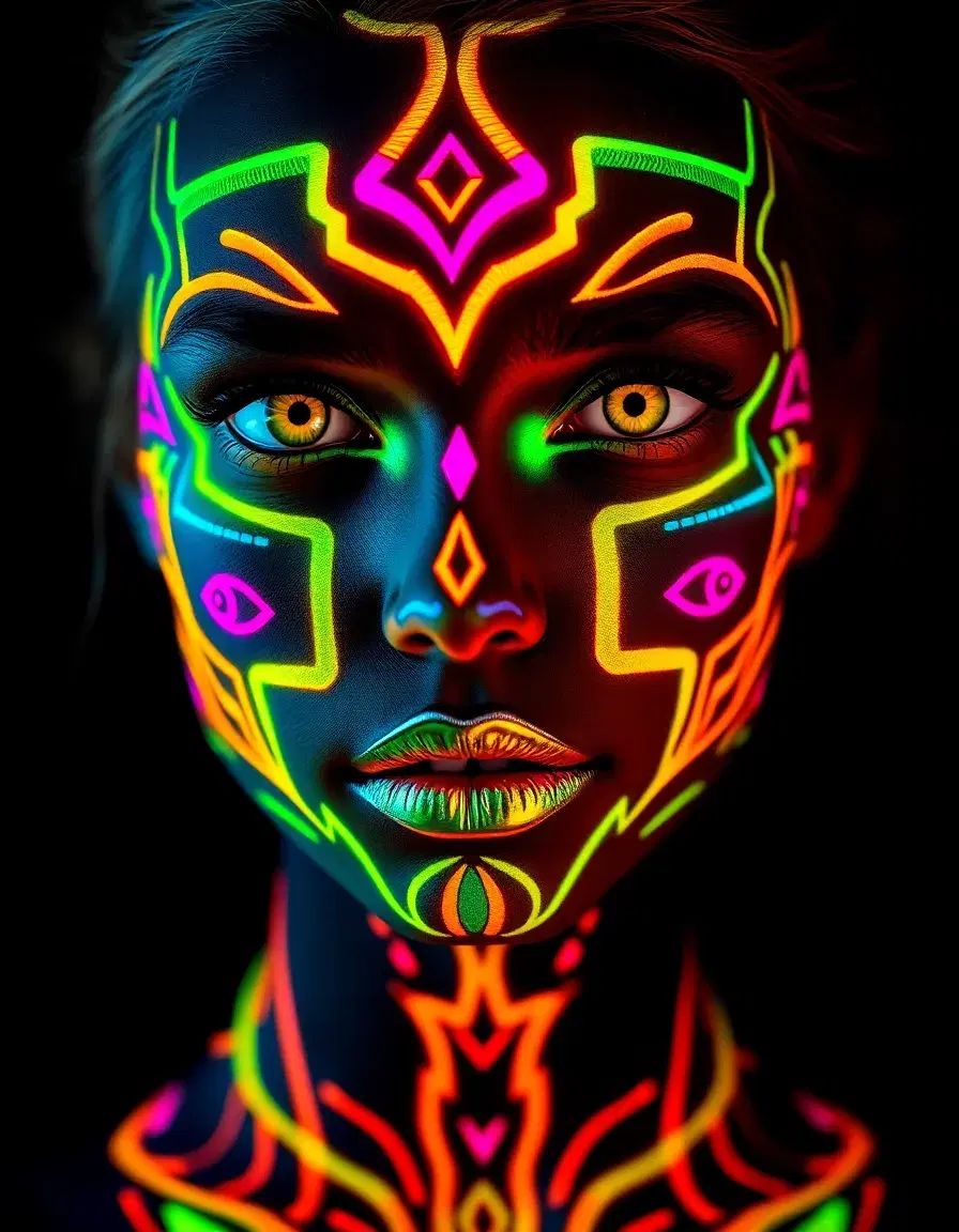 ZYOZ Party Glow Neon Paint Glow in the Dark Face, Body, Blacklight Lipstick 1pc