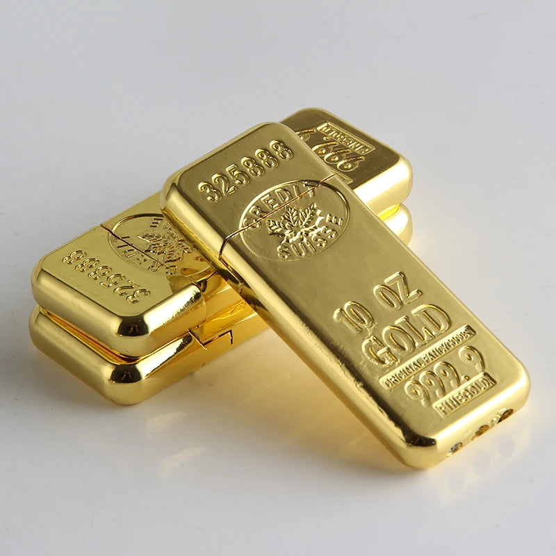 Gold Bar Lighter – 10 oz Bullion-Style Gold-Tone Pocket Lighter