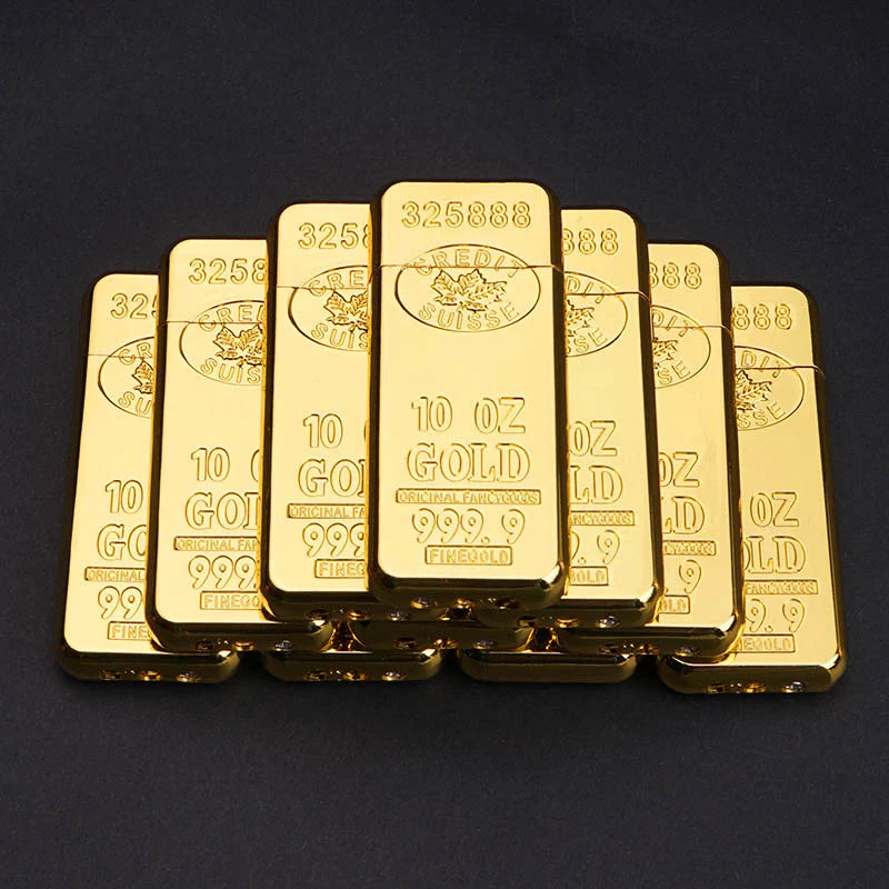 Gold Bar Lighter – 10 oz Bullion-Style Gold-Tone Pocket Lighter