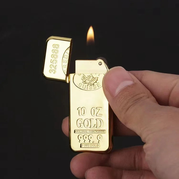 Gold Bar Lighter – 10 oz Bullion-Style Gold-Tone Pocket Lighter