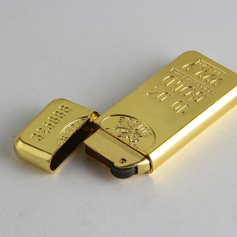 Gold Bar Lighter – 10 oz Bullion-Style Gold-Tone Pocket Lighter